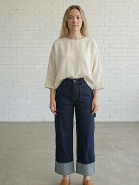 VERONICA BEARD Dylan High Rise Straight Leg Cuffed Jean Sz 26 NWT Indigo $328